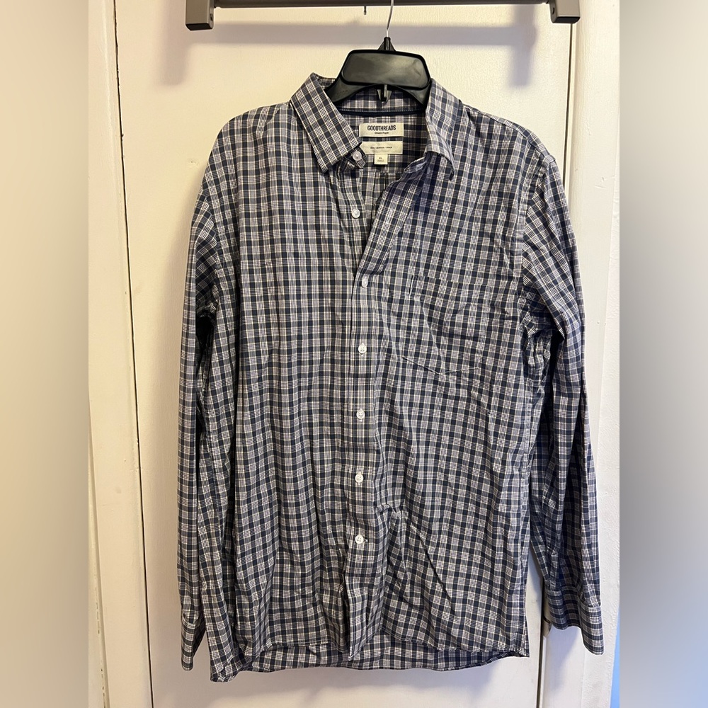 XL slim checkered grey and yellow collared shirt